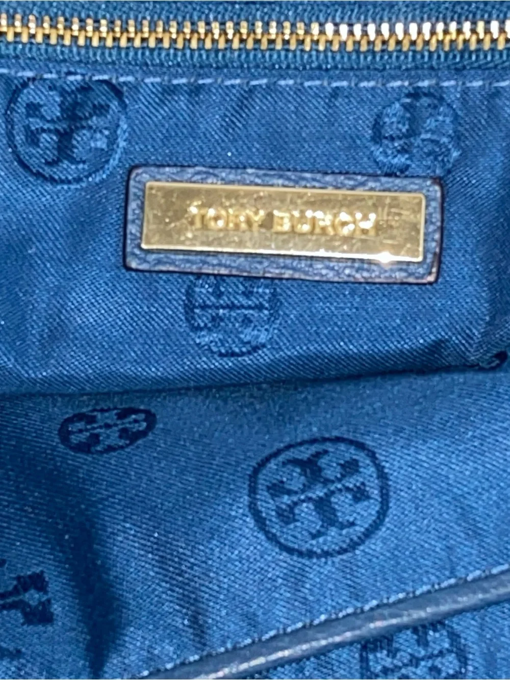 EUC Tory Burch Navy  Blue  Thea Slouchy Hobo Large Pebbled Leather Bag Purse